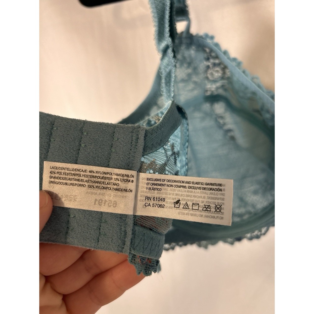 Wacoal Embrace Lace 32DDD Embroidered Underwire Bra Teal Floral 65191 - Picture 8 of 11
